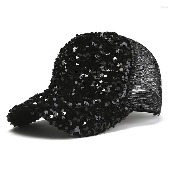 Ball Caps Fashion Glitter Stesh Streshable Baseball Cap Женщины девочки лето на открытом воздухе спортивные шляпы Sun Shiny Seeding