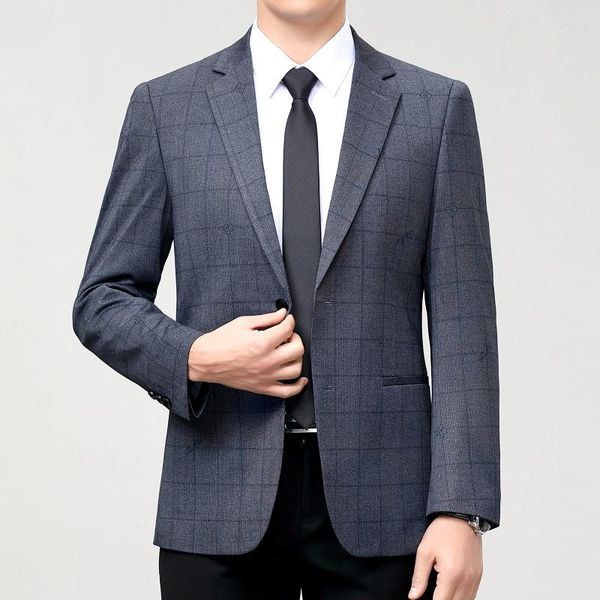 Erkek Suit 2023 Gündelik Yaz Üst düzey İş Elbisesi Ceket Gençlik Moda Ekose Çift Arka Blazer