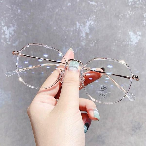 Occhiali da sole coreana Vetri di metallo esagono esagono antidrue telaio di gioco trasparente per la protezione degli occhi per gli occhiali