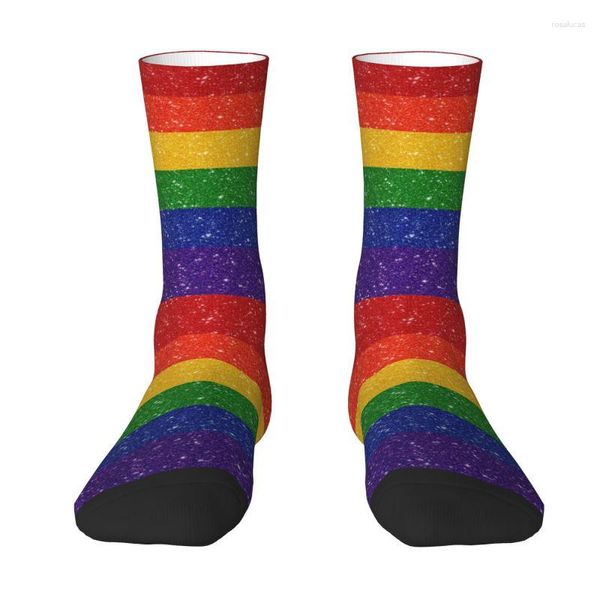 Мужские носки модные мужские мужские флажки радужный флаг радужный флаг гордости унисекс теплый комфортный 3D -печать ЛГБТ гей -лесбиянка экипажа