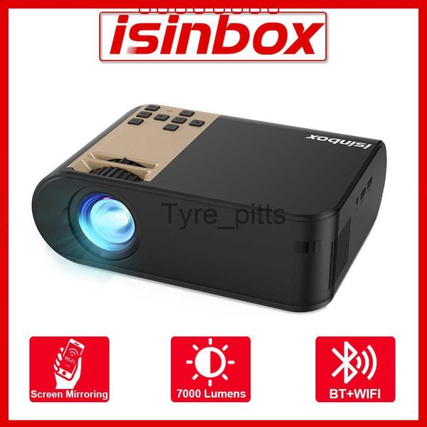 Projektoren ISINBOX Projector 1080p HD 4K Video Projector 7000 Lumen Wireless Screen Mirrorring Home Cinema Projectors Bluetooth WiFi X0811