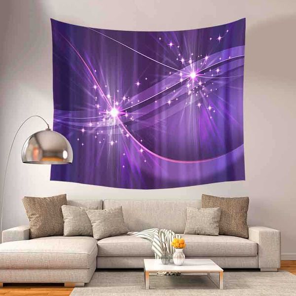 Arazzi Arazzo personalizzabile Copriletto Boho Tappetino yoga Coperta Viola Aurora naturale Fiori stellati Arazzo Decorazioni per la casa Appeso a parete