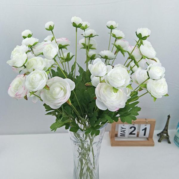 Декоративные цветы 60 см 4 головы ранункулус искусственное свадебное украшение моделируемое чайная слива шелковая лулианная вилка