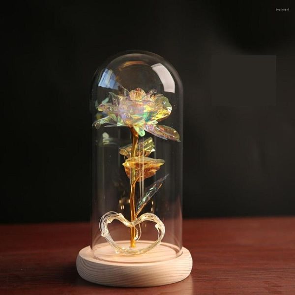Декоративные цветы сохранившиеся цветочные стеклянные крышка золото фольга роза