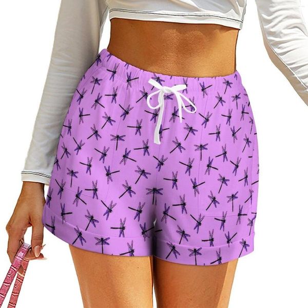 Shorts femminile Dragonfly Vintage Amethyst Purple Night Club Pattern Short Pants Short With Tasts Streetwear Bottoms Lange Size