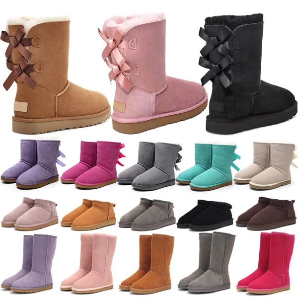 stivali firmati australia pantofole tasman piattaforma da donna stivaletti invernali ragazza classico stivaletto da neve caviglia fiocco corto mini pelliccia castagna nera rosa scarpe papillon taglia 4-14ST