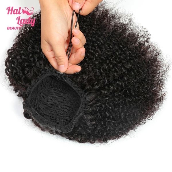 Lace S afro kinky cachestring cauda cauda de cabelo humano traseiro em cabelo para mulher negra marrom marrom escuro Remy 230811