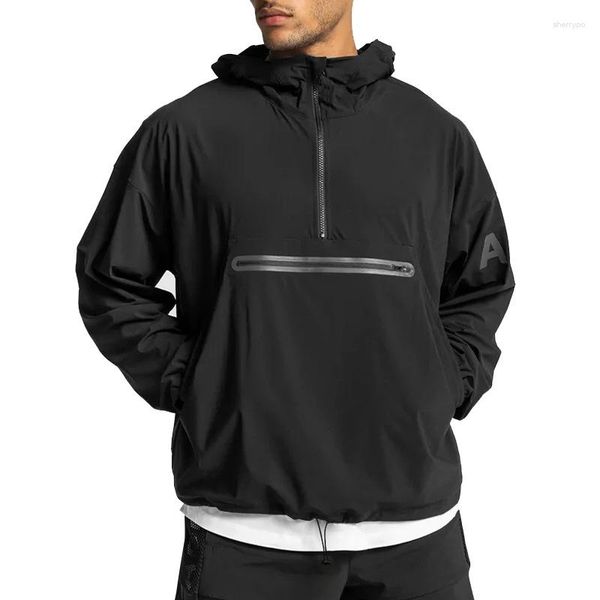 Jaquetas masculinas primavera e outono camisola fina cor sólida solta tamanho grande zíper hoodie na moda marca impressa jaqueta esportiva masculina