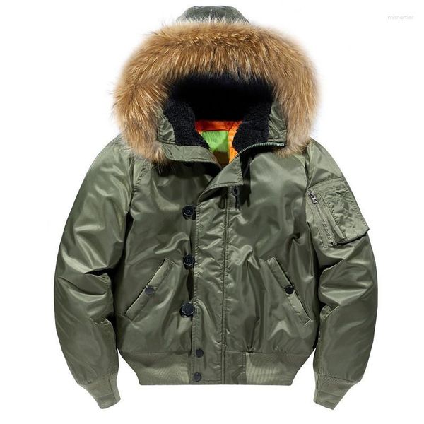 Erkek Ceketler Kış Askeri Kalın Sıcak Ceket Ordusu Taktik Stil Kürk Yaka Kapşonlu Bombacı Erkek Retro Moda Parkas S-XXL