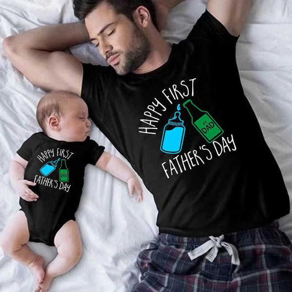 Aile Eşleşen Kıyafetler Mutlu İlk Babalar Günü Komik Aile Eşleşen Kıyafetler Pamuk ve Kızı Oğul Eşleştirme Gömlek Bebek Yeni Baba Hediyeler
