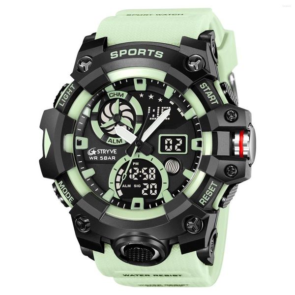 Нарученные часы Stryve Men Electronic Watch Luxury 8027 Sport Watches цифровые двойные хронограф