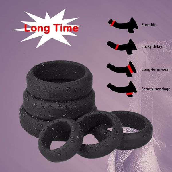 Cockrings 6 tamanhos Silicone Cock Ring Penis Melhorar a ereção Ejaculação Atraso brinquedos sexuais para homens Cockring Ball Donuts Shop 230811