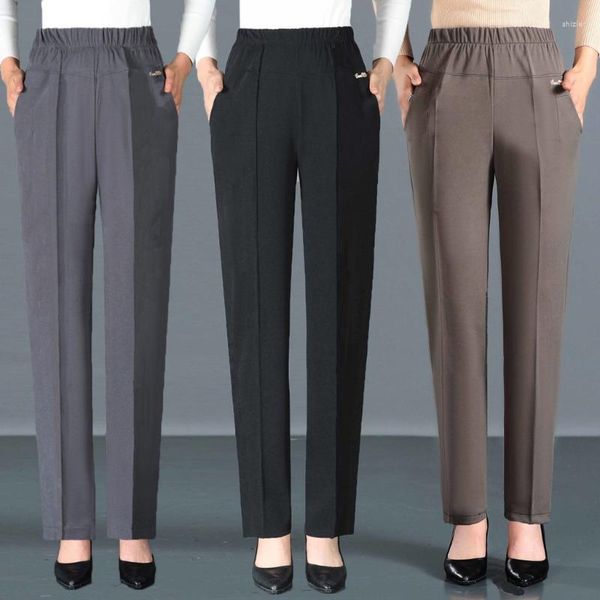Pantaloni da donna più taglia XL-5xl Summer Slim Slim Ladies Wear Wear Grey Cavigliere grigio