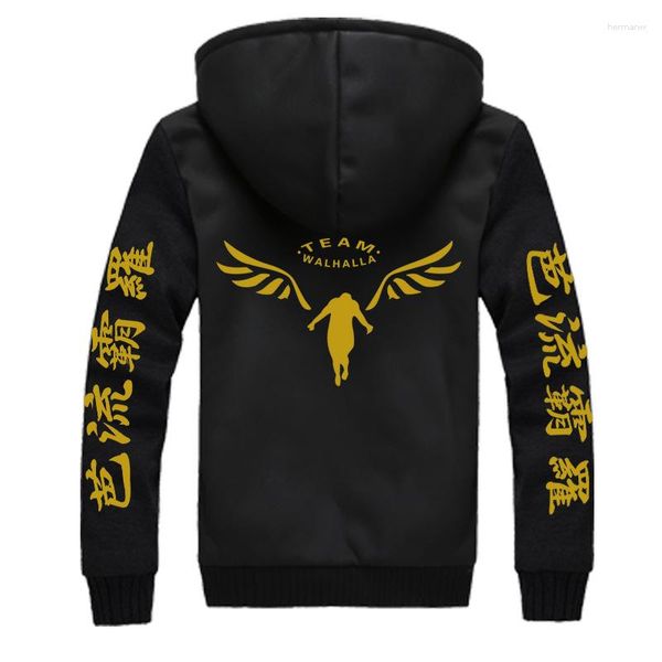 Herren Hoodies Tokyo Anime Revengers Hoodie Sweatshirt Team Walhalla Druck warmes Fleece -Kapuze -Mantel Winter Dicke Männer Frauen Jacke plus Velvet