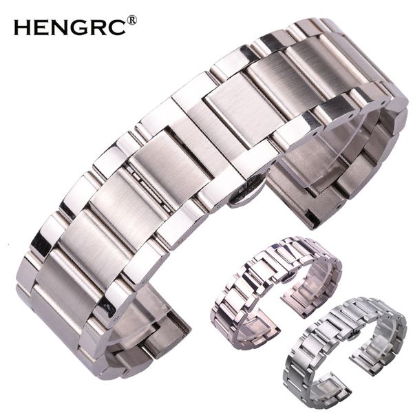 Watch Bands Edelstahl -Uhrengurt Armbänder Männer hochwertiges Silbermetall 18 20 21 22 23 24 -mm Fashion Women Watchbänder Accessoires 230810