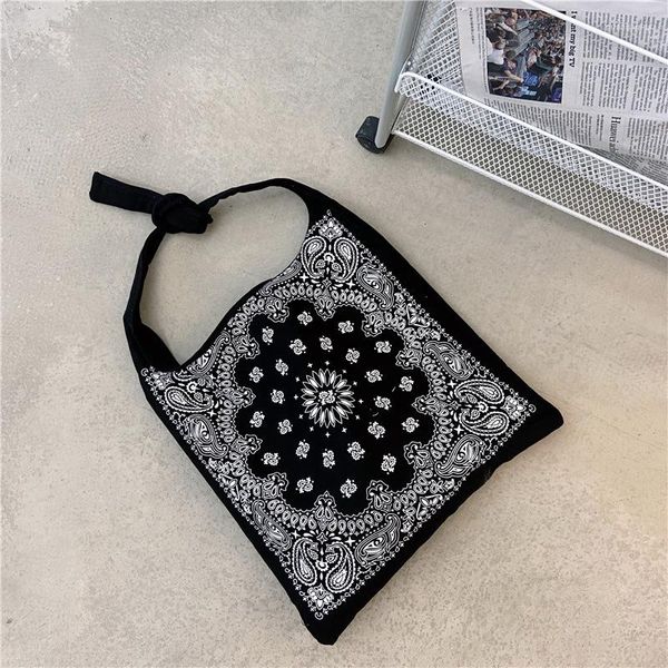 Evening Bags Literature And Art Retro Pattern Minimalist Style Lace Up Canvas Bag Black Ins Large Capacity Women's Shopping