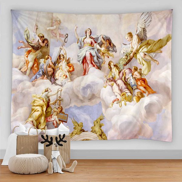 Arazzi Cristo Arazzo Appeso a parete Artistico Chiesa Affresco Tessuto in poliestere Cottage Dormitorio Wall Art Home Room Decor Decorazione da parete