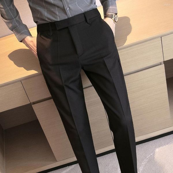 Erkekler İngiliz İşi resmi Giyim Giyim Düz Renkli Takım Pantolon Erkekler Giyim 2023 İnce Fit Gündelik Düz Ofis Erkek Pantolon L32