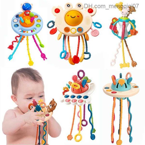 Pull Toys Montessori brinquedos de brinquedo de batida de silicone de silicone de cordão