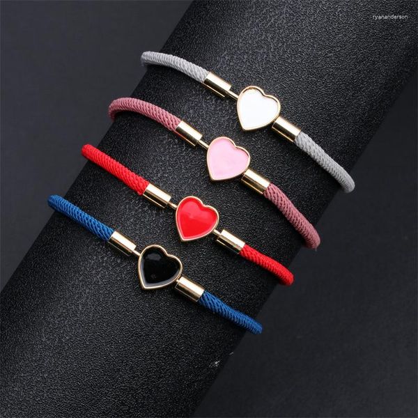 Charme Armbänder einstellbares Seil Frauenbänder Emaille Liebe Herzförmiges weibliches DIY Retactable Armband für Frauen Schmuck