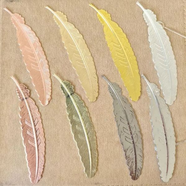 Großhandel Fashion Metal Feather Lesezeichen Dokumentbuch Mark Label Golden Silver Rose Gold Lesezeichen Office School Supplies LL LL