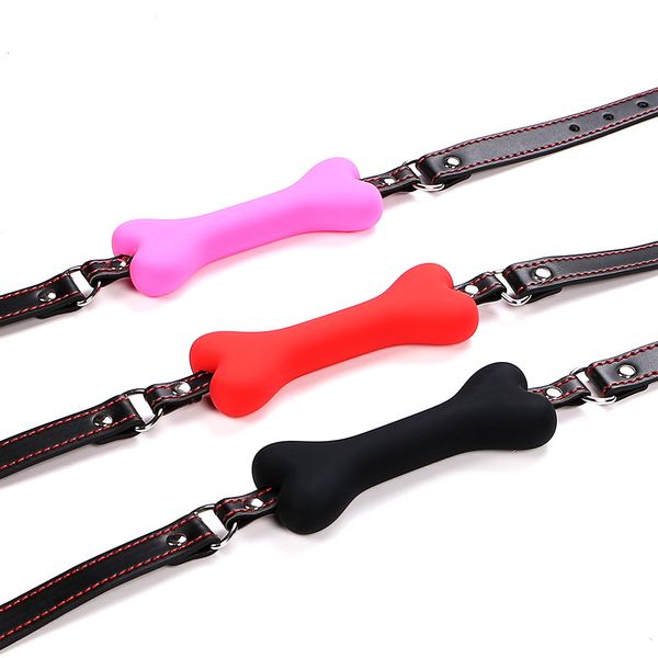 Bondage sexy cinghia in pelle PU cinghie silicone osso osseo orale fissaggio bavaglio per la bocca per coppia schiavo giocattoli per adulti giochi per adulti stim 230811