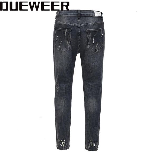 DUEWEER SWAG Lavato distrutto Jean Streetwear Streetwear Gney Biker Jeans Men Trend Fashion Splash Ink Skinny Jeans Pants per Men208m