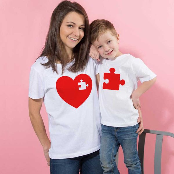 Passende Familien-Outfits, 1 Stück, Love Mom, Mama und ich, Outfit, Mutter, Tochter, Sohn, Geschenk, T-Shirt, Familie, passendes T-Shirt, Valentinstag, süße T-Shirts