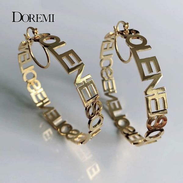 Hoop Huggie Doremi U -Form Clasp Edelstahl Personalizd Women Mash Jewelry Customized Name Initial Ohrringe Big 230811