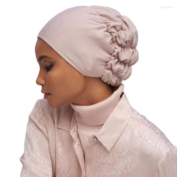 Berretti morbidi turbanti musulmani hijab taps solido sottoscala da donna da donna cotone motone cotone tappello interno velo slim wear women's cofone cappello islamico