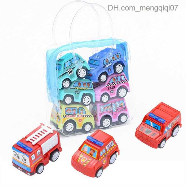 Pull giocattoli 6 pezzi/lotto di piccoli e interessanti giocattoli per bambini Mini Mini Mini Pl-Back Modelli di plastica Trucks Firegy Trucks Engineering Z230814