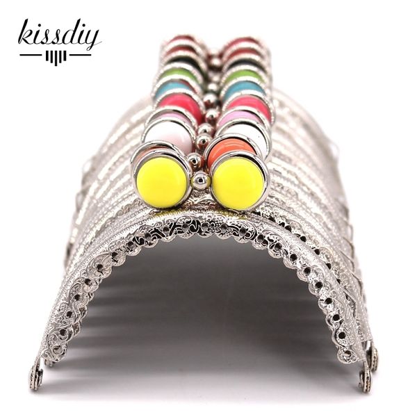 Çanta Parçaları Aksesuarlar 10 PCS/Lot 8.5cm Yarı Direkt Gümüş Dantel Düz Boncuk Metal Çanta Çerçeve KISS KAPALI Bag Aksesuarları 230810