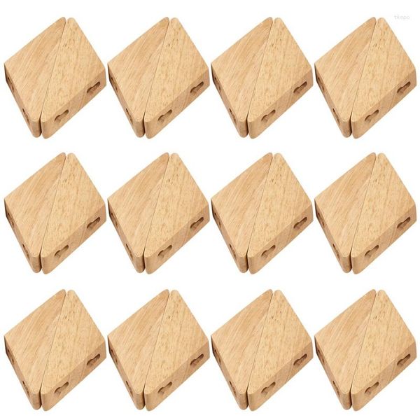 Cabides 24pcs Armazenamento de roupas de madeira natural gancho montado no gancho decorativo de ladrilho de lenço de lenço