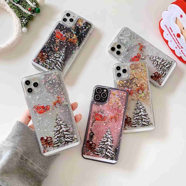 Casos de telefone de Natal Moda iPhone 14 13 12 11 Pro Max X XS XR XSAMX 7 8 PLUS 6 6S CASA DE SILICONE DA Árvore de Christmas e Silicone