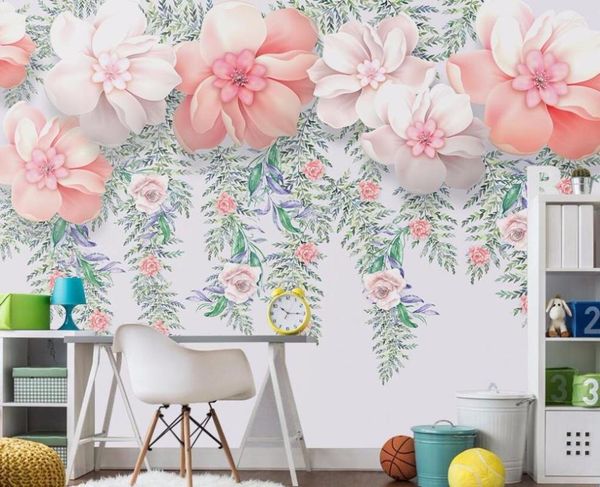 Duvar Kağıtları CJSIR Özel Duvar Kağıdı Üç Boyutlu Çiçek Suluboya Vine El Boyalı Oturma Odası Yatak Odası TV Arka Plan 3D