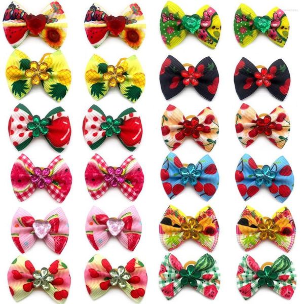 Собачья одежда Supk Summer Fruit Hair Hair Bows маленькие кошачьи шнуры аксессуары поставляют йоркширские грумики