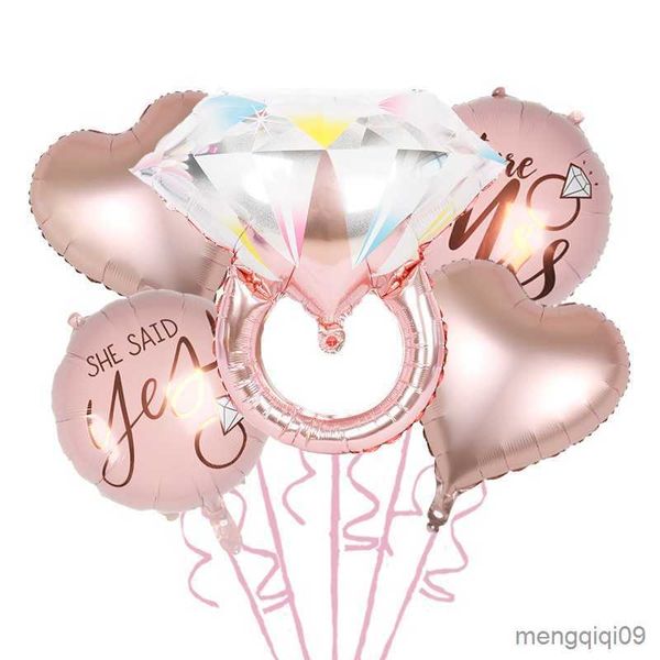 Украшение алмазной кольцо фольги шарики розовый золото невеста для воздушного шара.