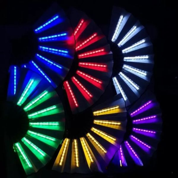 Parti Dekorasyonu 1 PC Işık Katlanır Fan 13inch LED Play Renkli El Dans Neon DJ Gece Kulübü Partisi B1101 için Abanico Hayranları