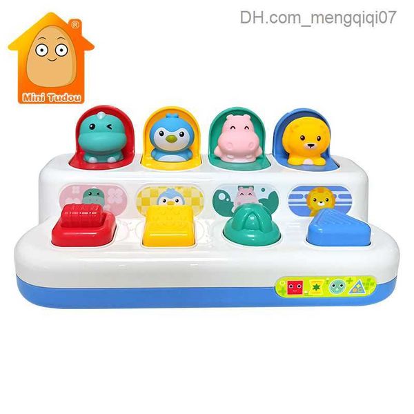 Pull Toys Toys Baby Pop-Up Toy Montessori Fine auto Allenamento per le competenze Premere Clicca sul pulsante di auto Animal Education Toy 13 24 Monque Baby Z230814