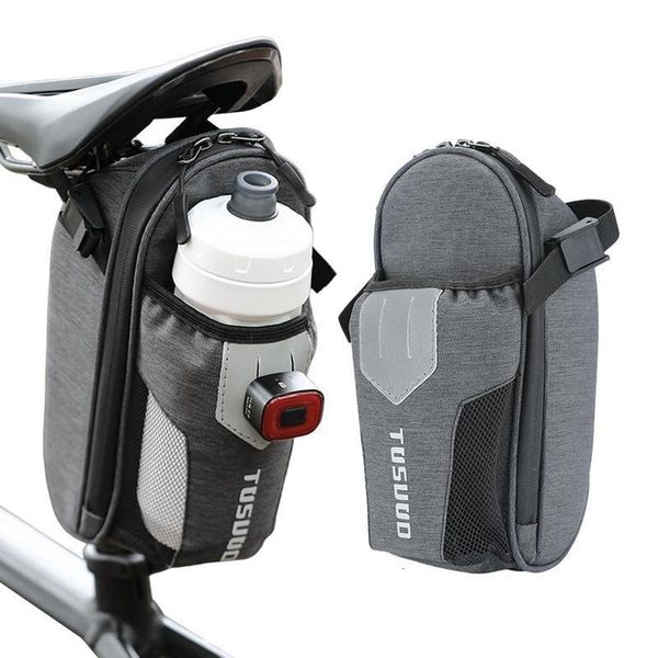 Paniers Bags Baciclo Bolsa de sela ebike traseiro rack refletivo garrafa de água à prova d'água MTB Road sob as ferramentas de reparo de assento Bike Tail Pack 230811