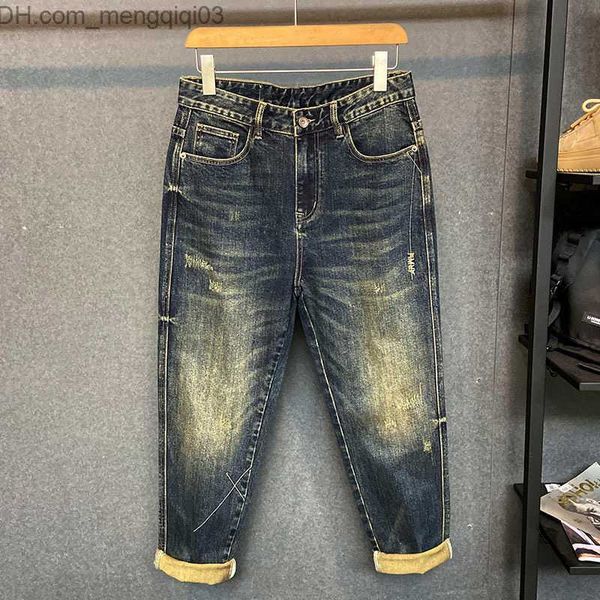 Мужские джинсы 2023 Весна/лето новая модная тенденция эластичная ретро -ретро крупные кроличьи брюки Мужские повседневные удобные джинсы высококачественные джинсы Z230814