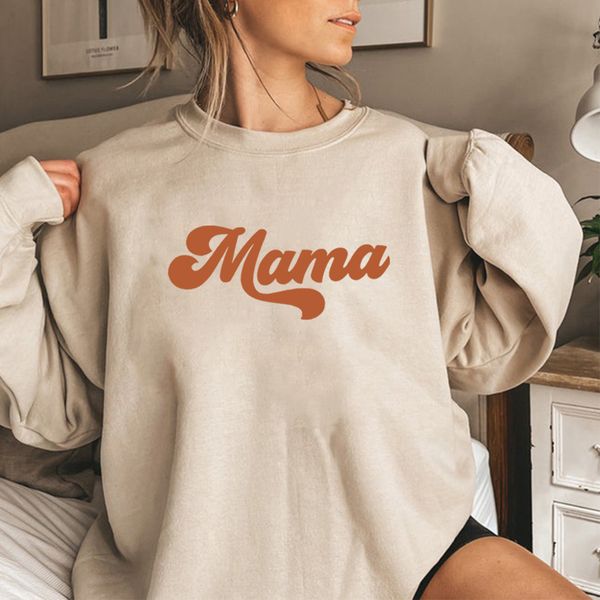 Damen Hoodies Sweatshirts Mama Sweatshirt Retro Mom Hoodie Rundhalspullover Frauen Langarm Muttertagsgeschenk Geschenke Casual Tops 230810