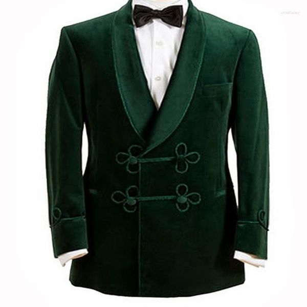 Ternos masculinos Casaco de terno de veludo verde escuro Casual Fashion Style Design Dinner Prom Partyjacket Roupas 2023