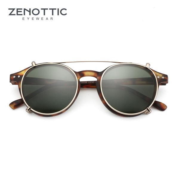 Солнцезащитные очки Zenottic Retro Double Lens Flip Up Clip на солнцезащитных очках стиль стимпанка мужчины женщины круются против синего света поляризационные зажимы 230811