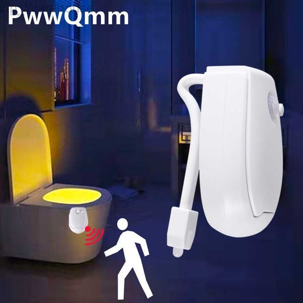 Toilette Nacht Licht PIR Motion Sensor Toilettenleuchte Waschraum Nachtlampe 8 Farben Toilettenschüssel Beleuchtung für Badezimmer Waschraum HKD230812