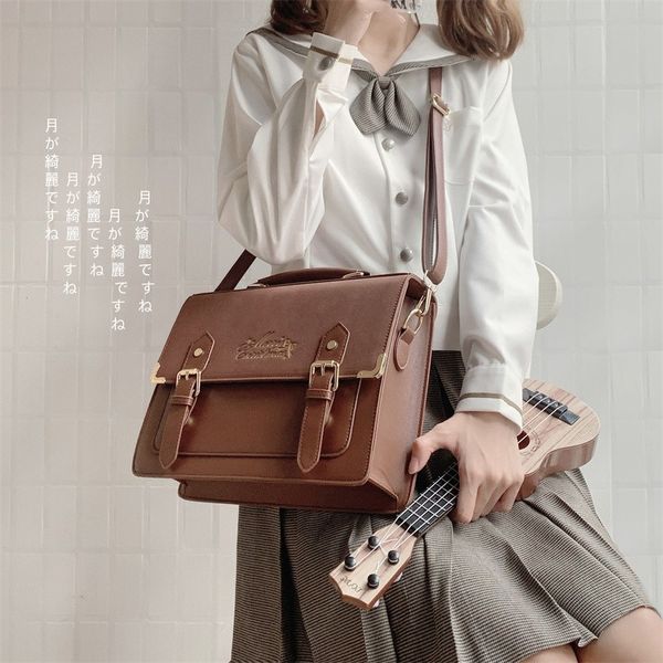 Bolsas escolares de bolsas de ombro uniforme de estilo lolita japonês para mulheres meninas de couro de couro de grande capacidade Bolsas de bagagem casuais 230811