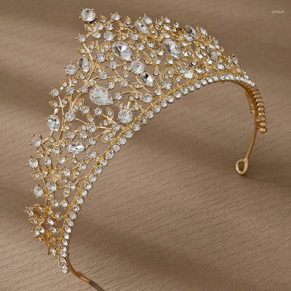 Clipes de cabelo Princesa Bridal Crystal Tiaras coroas de cabeça feminina para festa de aniversário Festa de aniversário de acesso vintage Rhinestone Crown Jewelry Gift