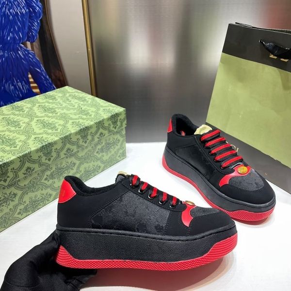 Screener Spor Sneaker Bej Tereyağı Kirli Deri Ayakkabı Çalışan Vintage Kırmızı ve Yeşil Web Stripe Luxurys Tasarımcıları Spor Ayakkabı Kauçuk taban Klasik