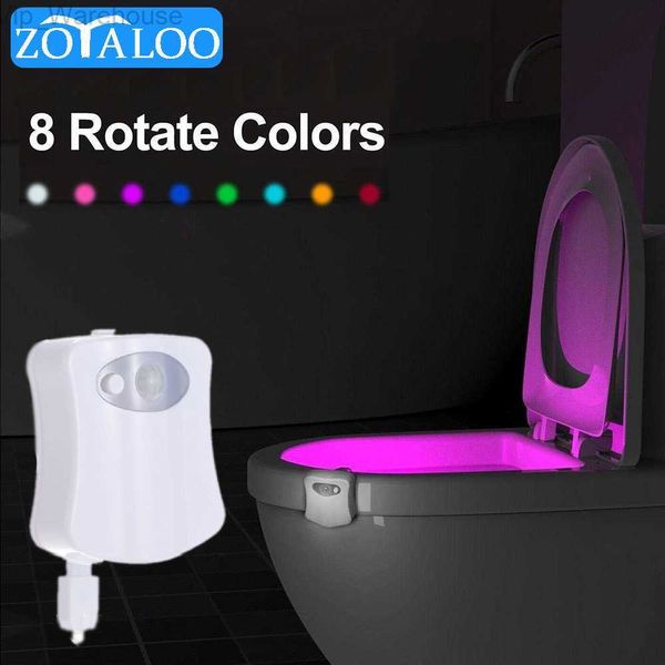 Luce notturna smart pir motion sensore lampada sedile del bagno wc luce 8 colori retroilluminazione impermeabile per latte per bagno decorazioni per la casa illuminazione hkd230812