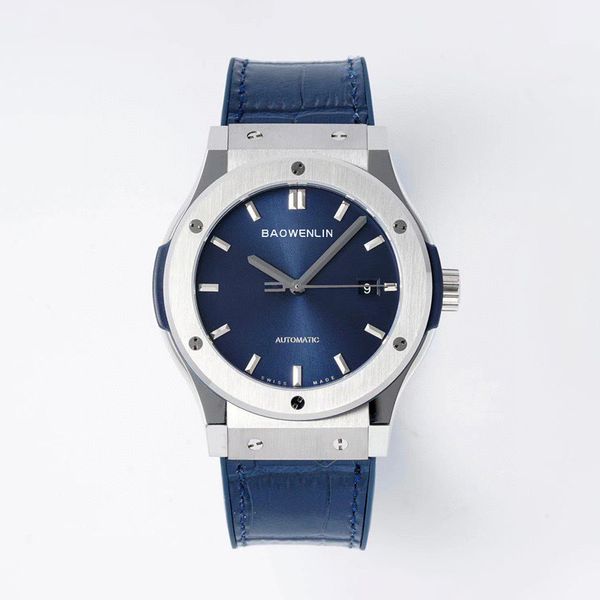 Fashion Blue Men's Watch Automatische mechanische kreisförmige Sportbande Edelstahl Hülle 42mm Saphirglasuhren für Man de Luxe Armbandwatch Montre Montre